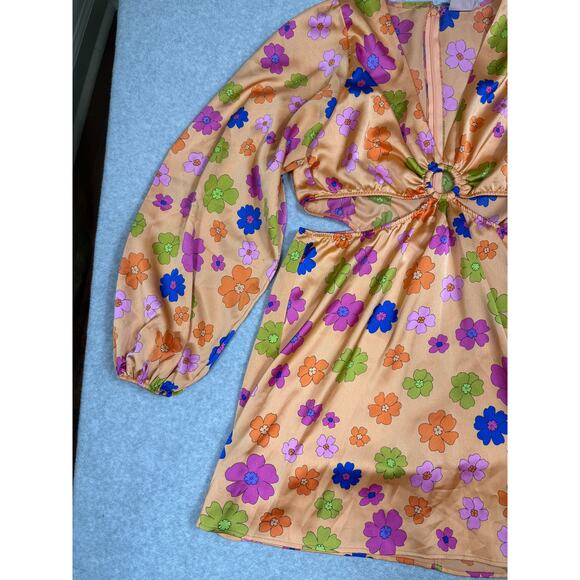 Show Me Your Mumu Womens Size XL Go Out Cut Out Mini Dress Poppin Poppy - Picture 11 of 12